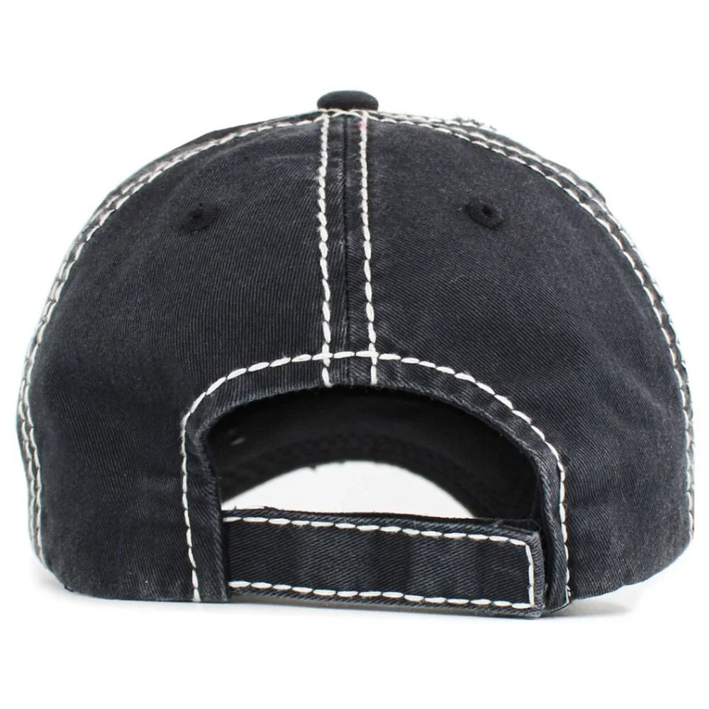 KBETHOS Crazy Heifer Black‎ Distressed Baseball Cap Hat NWT